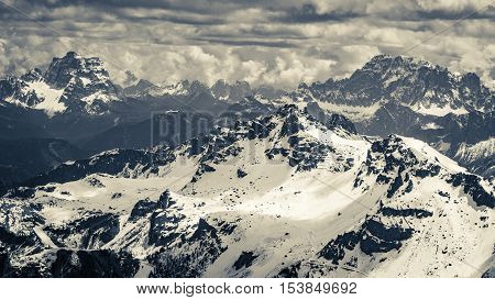 Beautiful View From The Top Of Sass Pordoi, Dolomites, Italy