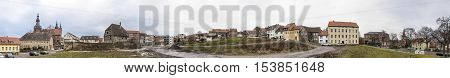 panoramic view to buildings in Eisleben Germany without people