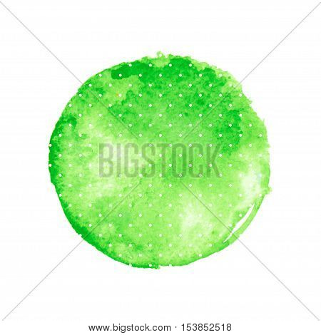 Watercolor green flyspecked stain on white. Vector illustration.