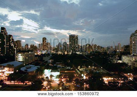 Bangkok Skylin Twilight at dusk night view