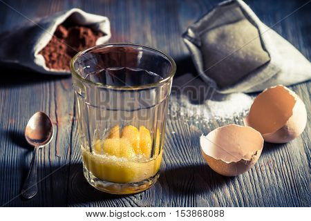 Rural Dessert Made ​​of Yolks, Sugar And Cocoa
