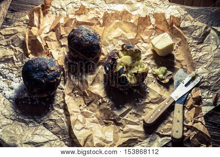 Fresh Made Jacket Potatoes With Butter And Salt