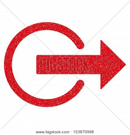 Logout grainy textured icon for overlay watermark stamps. Flat symbol with dust texture. Dotted vector red ink rubber seal stamp with grunge design on a white background.