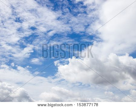 Clear blue sky with white cloud background