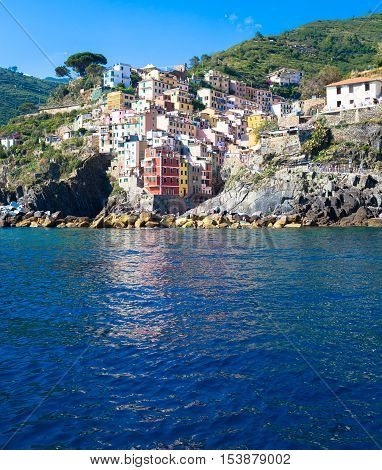 Riomaggiore In Cinque Terre, Italy - Summer 2016 - View From The Sea
