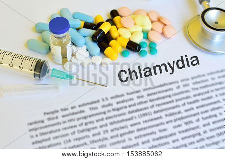 Various of drugs for Chlamydia treatment, medical concept