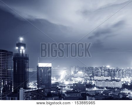 A bird's eye view of a modern city.