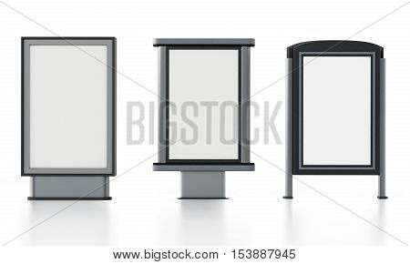 CLP City light poster stands isolated on white background. 3D illustration.