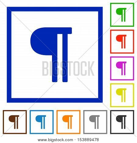 Text paragraph flat color icons in square frames