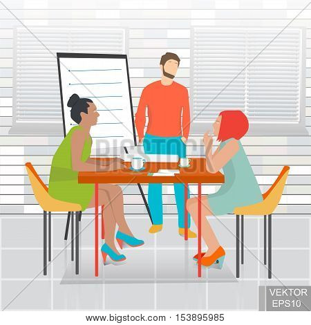 Working in the office. A business meeting. A successful deal. Discussion. Concept of success. For your design.