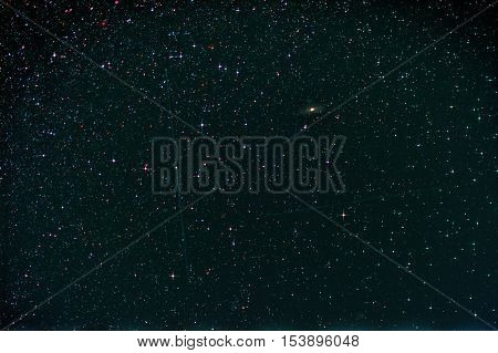 Starfield with Perseus Andromeda Galaxy Milky Way and Falling Stars
