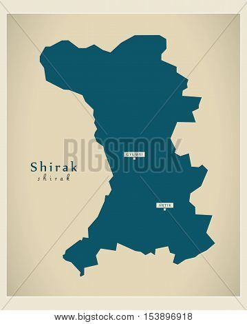 Modern Map - Shirak AM Armenia vector