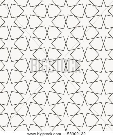 arabic islamic vector seamless pattern in round style with six-pointed stars