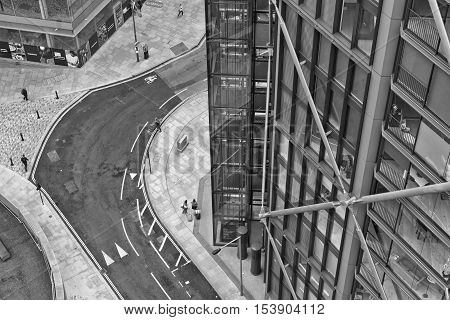 London UK - July 2016: Aerial view looking down on Sumner Street from the new Tate Modern Extension building South London