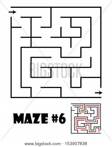 Labyrinth or maze conundrum for kids with answer. Children funny puzzle game. Entry and exit. Vector illustration isolated on a light background.