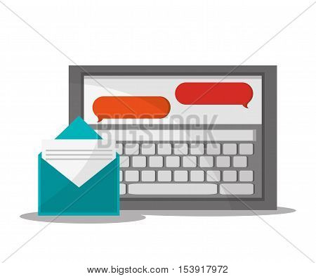 Tablet and envelope iicon. Communication email and message theme. Colorful design. Vector illustration
