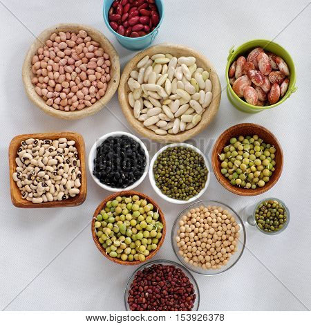 Collection Of Bean On White Background