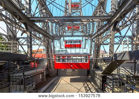 View through the Ferris Wheel in Vienna. Austria.