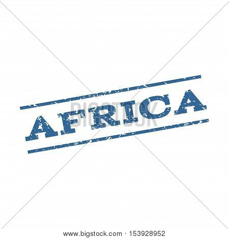 Africa watermark stamp. Text Caption between parallel lines with grunge design style. Rubber seal stamp with scratched texture. Vector cobalt color ink imprint on a white background.