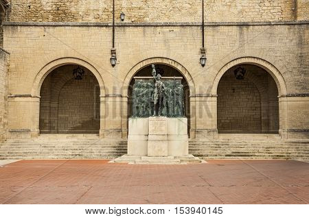 Monument Girolamo Gozi and defenders of freedom 1739-1740 in San Marino