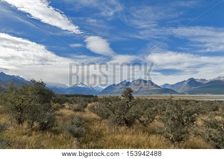 Aoraki / Mount Cook, The Highest Mountain In New Zealand, And The Tasman River Seen From Glentanner