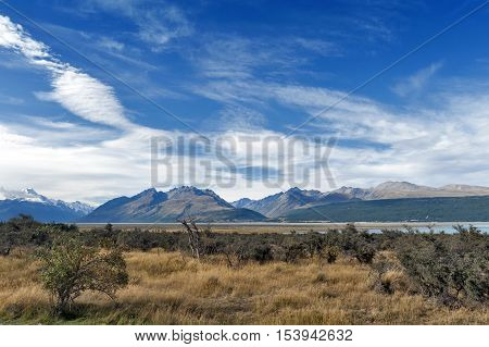 Aoraki / Mount Cook, The Highest Mountain In New Zealand, And The Tasman River Seen From Glentanner