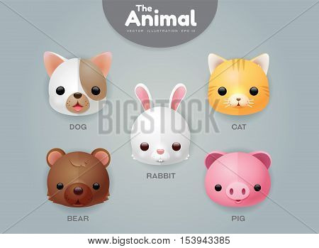 animal and pet set on background gray