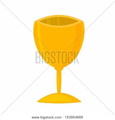 Vector illustration of gold shiny trophy. Victory award sport success winner achievement gold cup. Best metal win reward competition gold cup first prize champion symbol. Sport gold cup award.