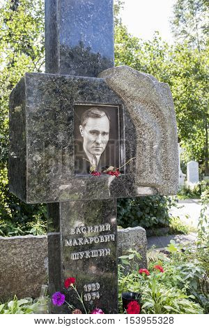Moscow Russia -September 102016: Novodevichye Cemetery. Grave film director writer actor Vasily Shukshin