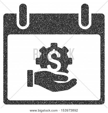 Financial Development Hand Calendar Day grainy textured icon for overlay watermark stamps. Flat symbol with dirty texture.