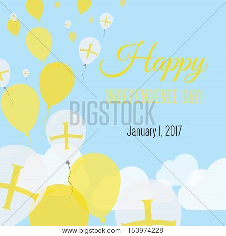 Independence Day Flat Greeting Card. Guernsey Independence Day. Channel Islander Flag Balloons Patri