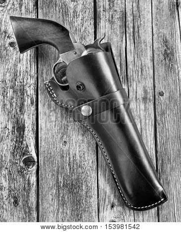 American cowboy 45 pistol in black and white.