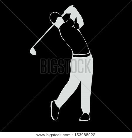 Man in a cap plays golf, swing a club.