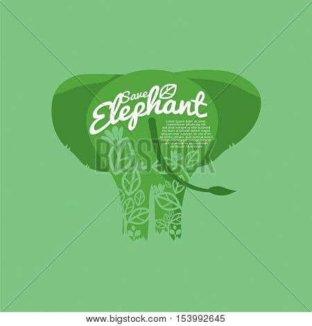 Save Elephant Conservative Concept Vector Illustration. EPS 10