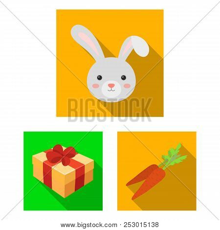 Easter Is A Christian Holiday Flat Icons In Set Collection For Design. Easter Attributes Vector Symb