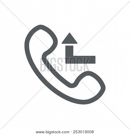 Vector Outline Handset Flat Illustration With Outgoing Arrow Sign. Redirected Call.
