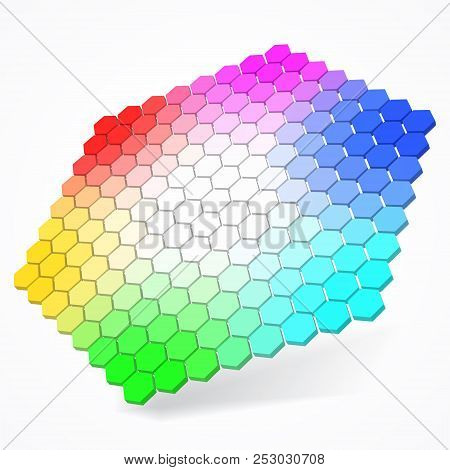 Hexagonal Color Palette With Small Color Hexagons. 3d Style Vector Illustration.