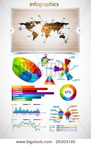 Prämie Infografiken master Collection: Diagramme, Histogramme, Pfeile, Diagramm, 3d Welt, Icons und eine Menge