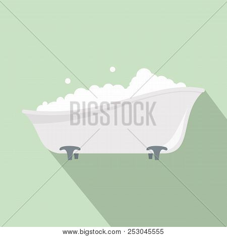Bubblebath In Bathtube Icon. Flat Illustration Of Bubblebath In Bathtube Icon For Web Design