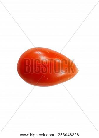 Top View Of Cherry Tomatoes Isolated On White Background (solanum Lycopersicum Var. Cerasiforme)