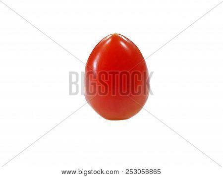 Top View Of Cherry Tomatoes Isolated On White Background (solanum Lycopersicum Var. Cerasiforme)