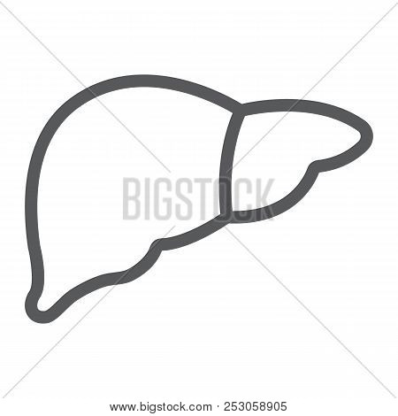 Liver Line Icon, Anatomy And Biology, Hepatology Sign, Vector Graphics, A Linear Pattern On A White 