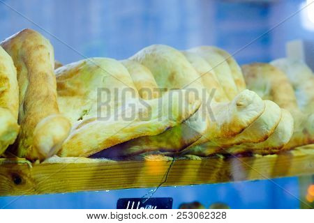 Georgian Traditional Bread - Shoti. Puri Made Of White Wheat Flour In Round Clay Oven. This Bread Is