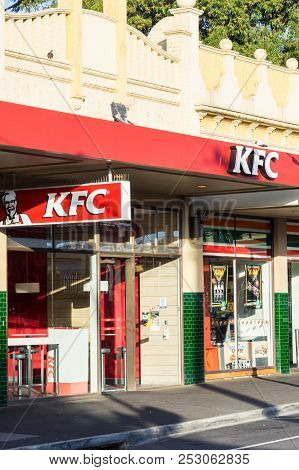 Melbourne, Australia - February 17, 2018: Kfc Is An American Chicken Fast Food Chain. This Is The Ca