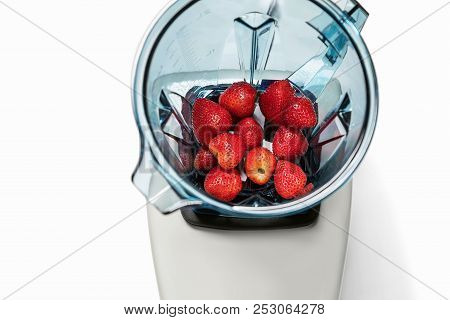 Series Of Shots. Photo 2. Strawberry In A Blender.