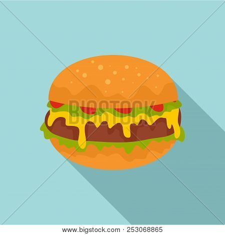 Cheeseburger Icon. Flat Illustration Of Cheeseburger Icon For Web Design