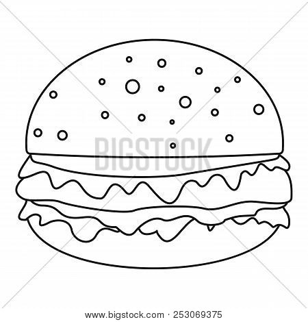 Cheeseburger Icon. Outline Cheeseburger Icon For Web Design Isolated On White Background
