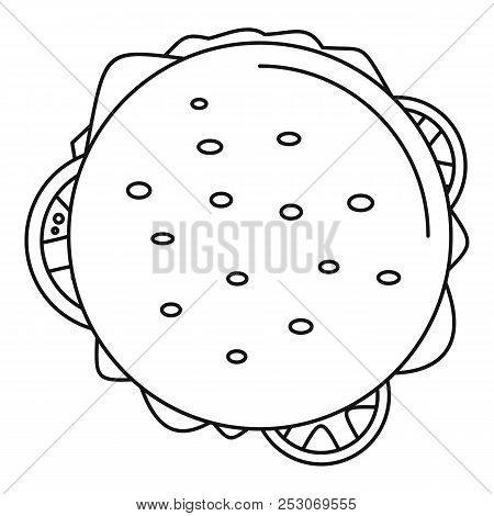 Top View Cheeseburger Icon. Outline Top View Cheeseburger Icon For Web Design Isolated On White Back