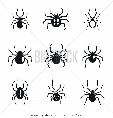 Spider Bug Caterpillar Phobia Icons Set. Simple Illustration Of 9 Spider Bug Caterpillar Phobia Icon