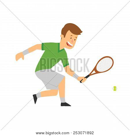 Player In Tennis. Vector Illustration In Flat Style.